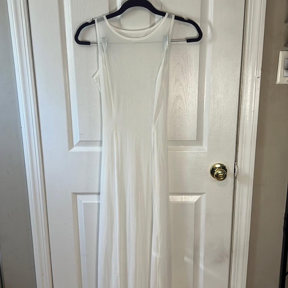 White mesh beach cover up